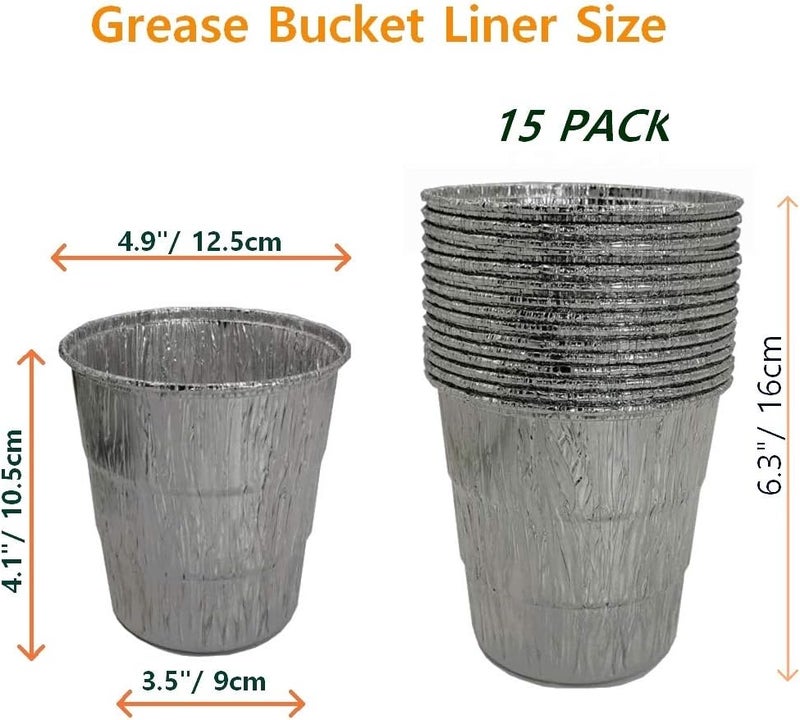 Firsgrill Grease Bucket & Liners Replacment Traeger Drips 20/22/34 Series, Pit Boss Z Grill, Green Mountain, etc Pellet Wood Grill Smoker Buckets (16, Bucket +Liners) - Image 3